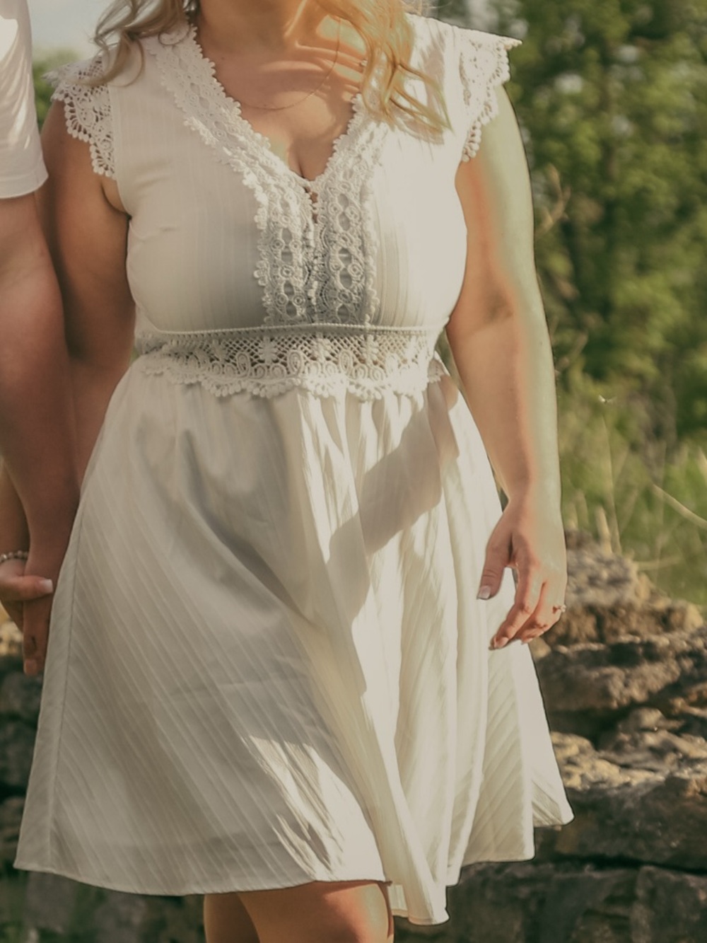 BRIDAL SHOWER, ENGAGEMENT, REHEARSAL Cupshe Ivory Lace V-Neck Fit & Flare Dress